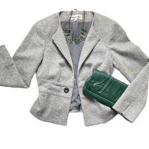 Worth Blazer Coat Size 10 Grey Herringbone